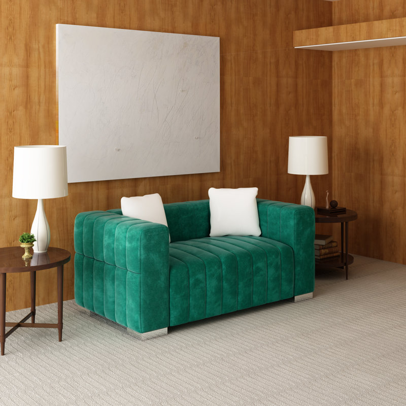 Causeuse en velours Charlesworth, Argent argent, Vert