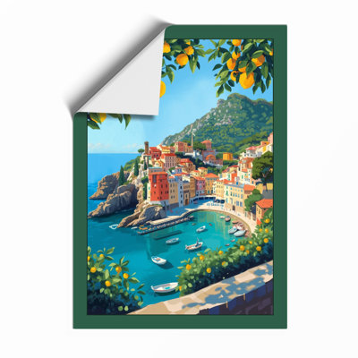 Cliffside Village Charm Retro - Framed Print