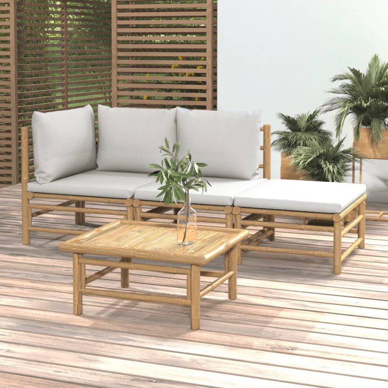 Ensemble de conversation pour 2 personnes avec coussins Cinda, Taupe
