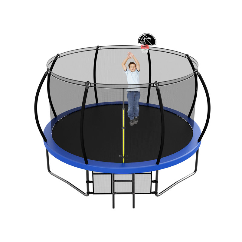 Creationstry 12' x 12' Round Backyard Trampoline, Blue