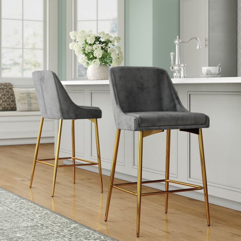 Karina 27.5" Bar Stool, Gold, Gray