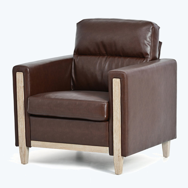 Chaise d'appoint rembourrée Rashieka, Similicuir brun