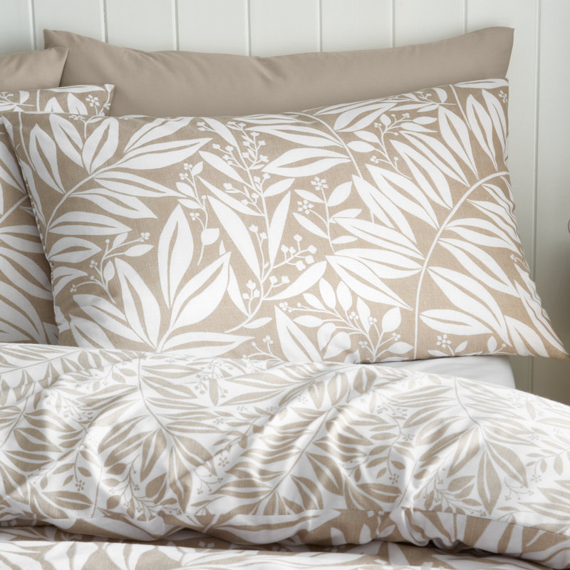 Sorrel Leaf Reversible Duvet Cover Set, Beige, King Duvet Cover Set + 2 Pillowcases
