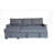 Nicolo 90.5"W Gray Flannel Fabric Sleeper Sectional With Left-Facing Storage Chaise-253982639
