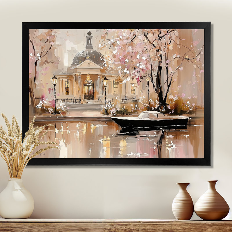 Aquarelle, décoration de jardin Amsterdam en hiver II - Amsterdam, H 16 po x l 32 po, Single Picture Framed Print without Mat