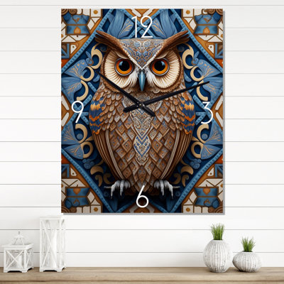 Chouette blanche sur azulejo - animaux très grandes horloges murales
