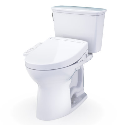 TOTO® Drake® Transitional WASHLET®+ Two-Piece Elongated 1.28 GPF TORNADO FLUSH® Toilet with S2 Bidet Seat, Cotton White