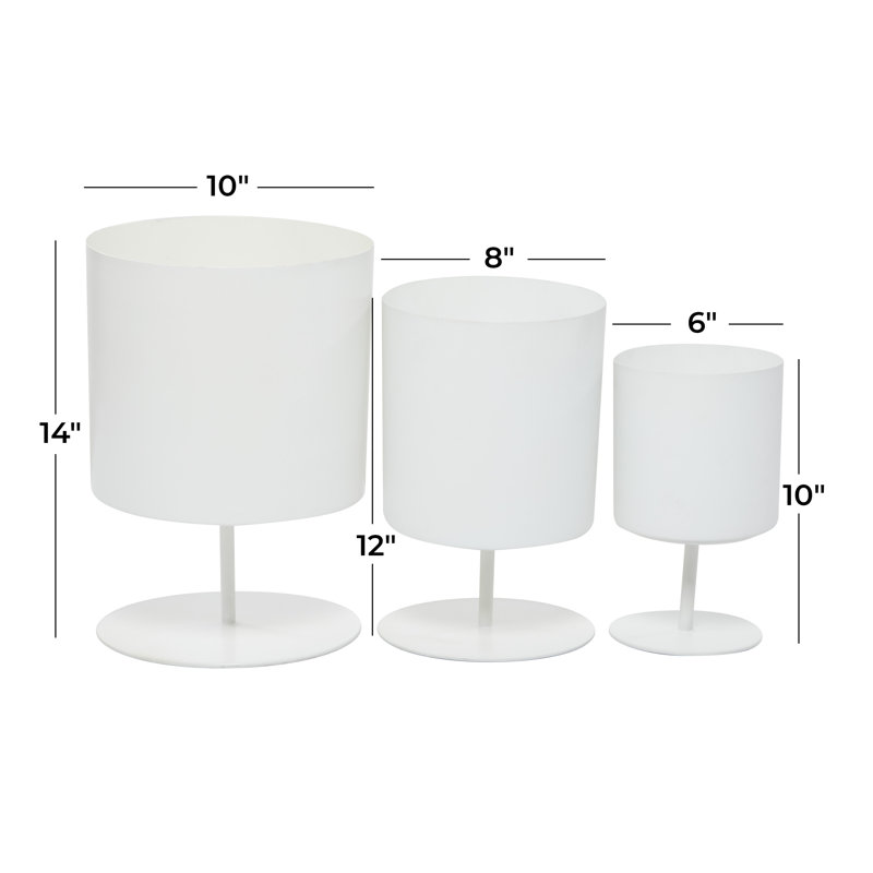 Gabriele Metal Pot Planter - Set of 3, White