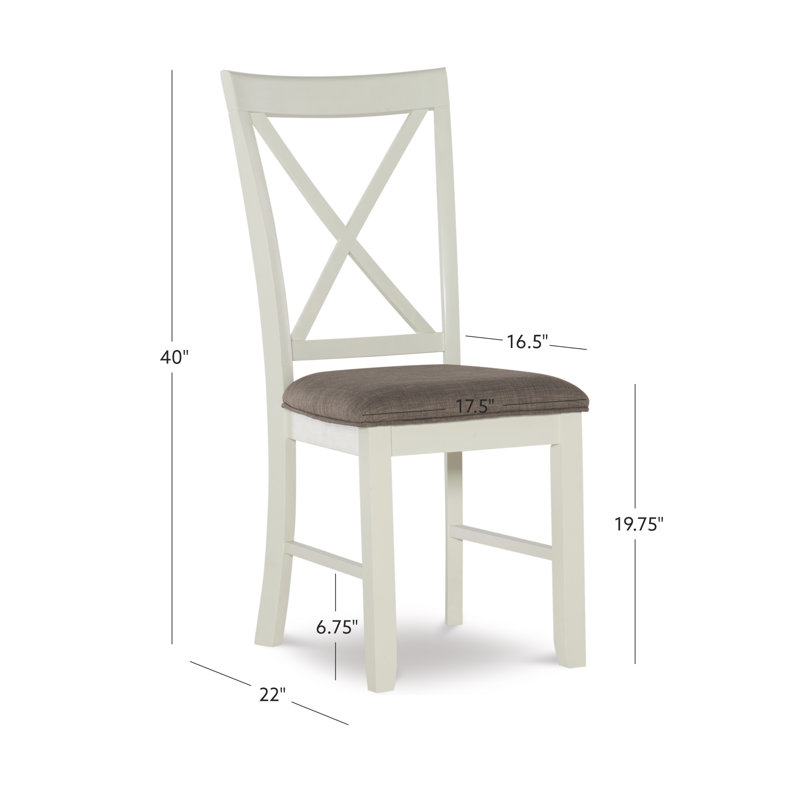 Atiqa Solid Wood Cross Back Upholstered Side Chair, Taupe