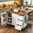 Farmhouse Rolling Kitchen Island Cart with Power Outlet, Drop Leaf Top, Side Spice Rack & Lockable Casters-129521288