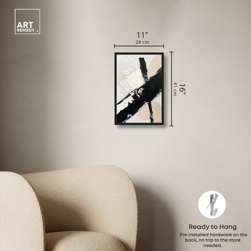 Art Remedy, impression sur toile noir et blanc, impact II, H 16 po x l 11 po, Cadre flottant noir