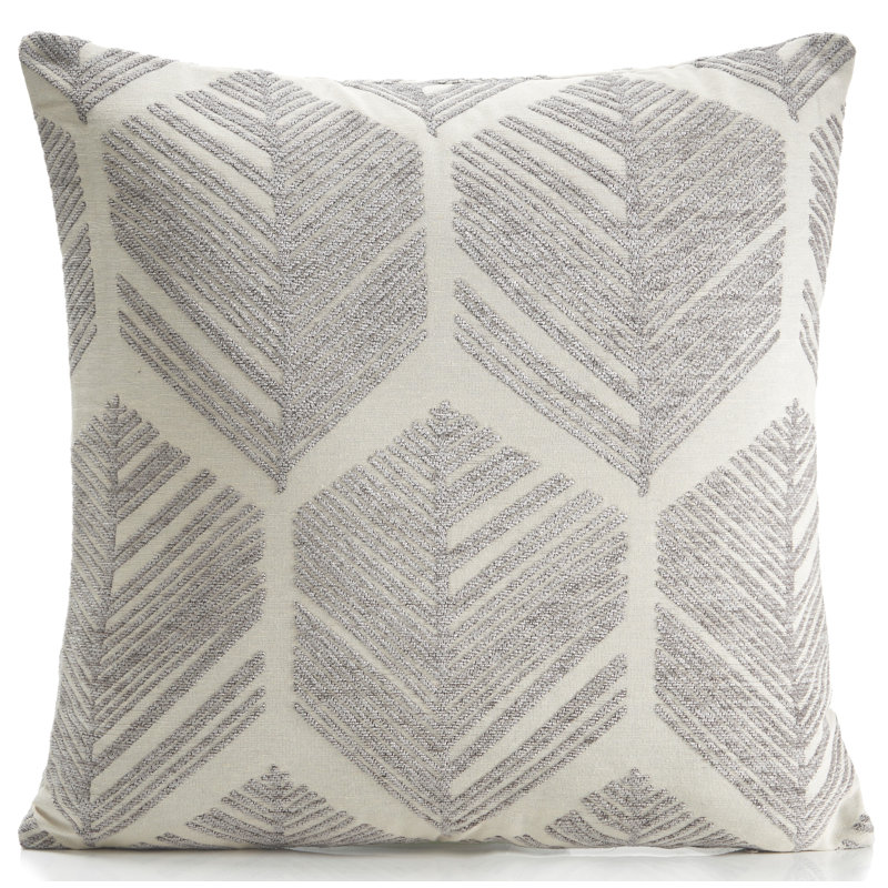 Cabria Geometric Silver Square Cushion Cover, Silver