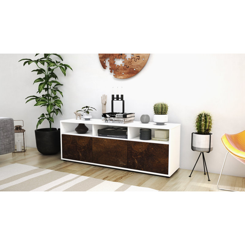Wylie TV Stand, Rust / Matte White