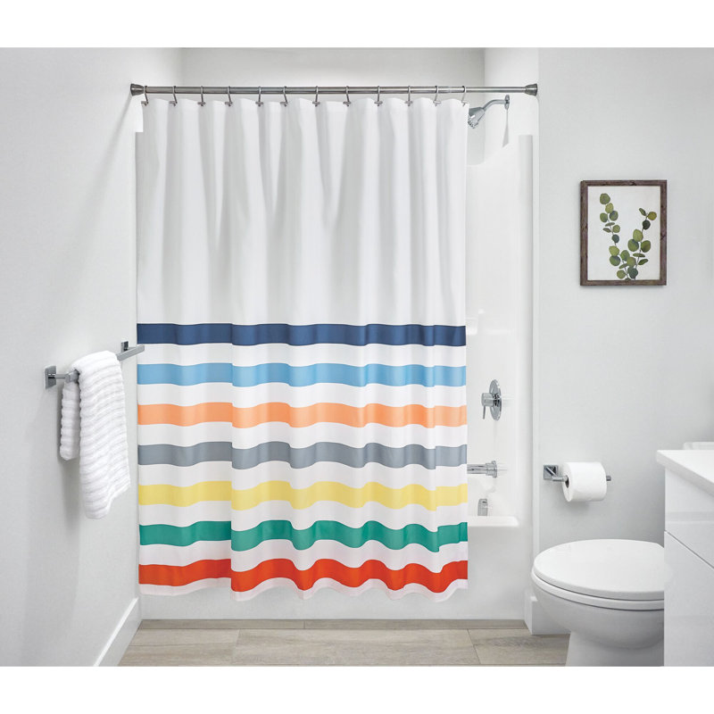 Multicolor Striped PEVA Polyester Shower Curtain 72x72 Inch