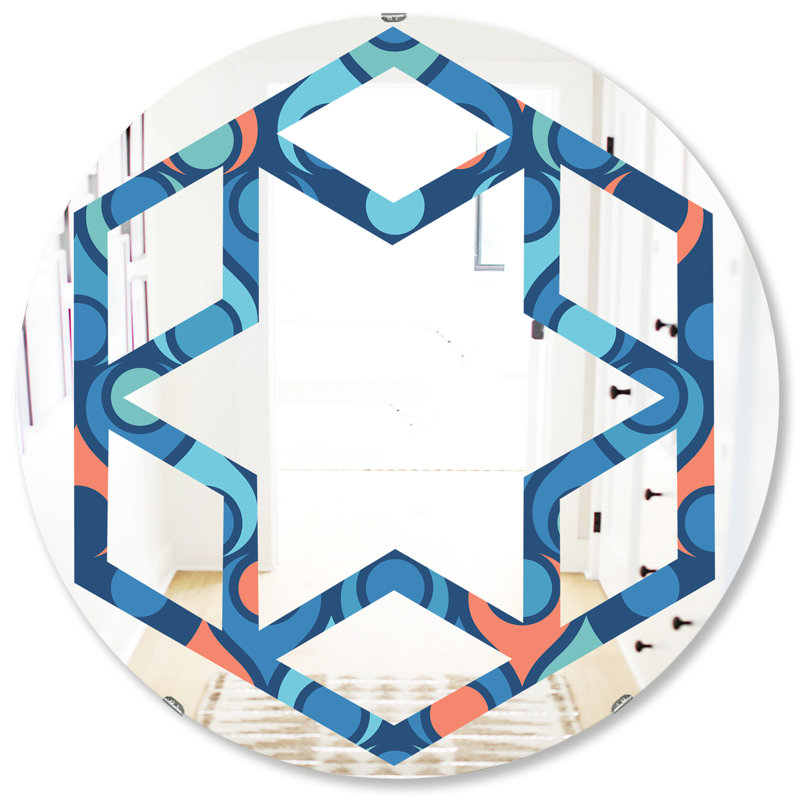 Miroir mural hexagonal star abstract gouttes x, H 31,5 po x l po