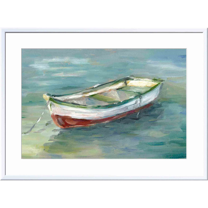 «By the Shore I» par Ethan Harper - peinture encadrée, Blanc, H 12 po x l 12 po