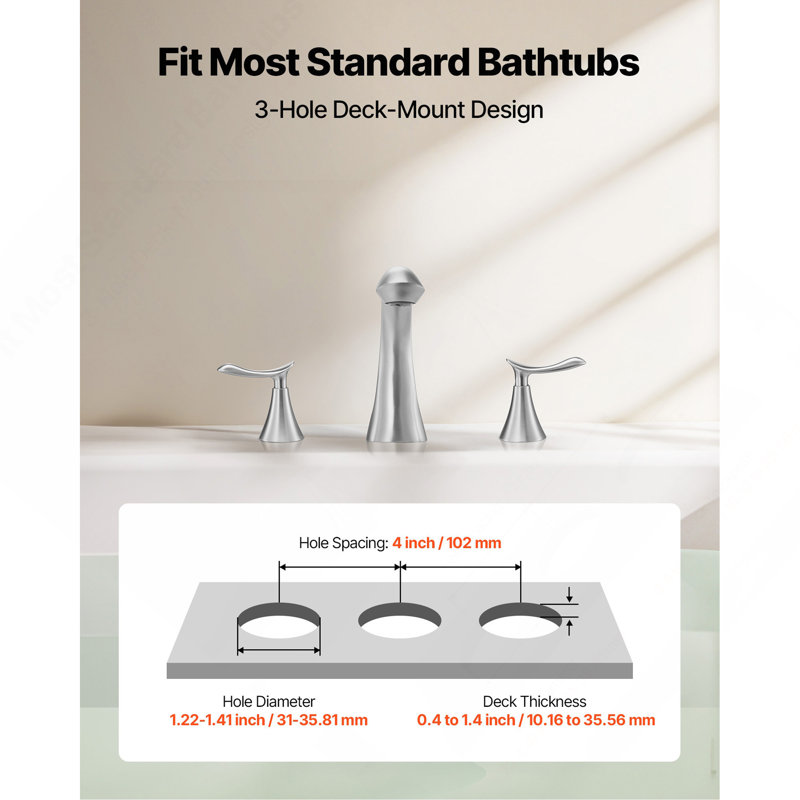 Roman Tub Faucet, 3 Hole Waterfall Bathtub Faucet, Gooseneck Bath Tubs Faucets Set with 2 Handles, Deck Mount Bath Tub Faucets Set for Pet Washing, Adult Bathing, Brushed Stainless Steel