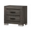 Table de chevet en bois 22 po avec 2 tiroirs Semih, gris foncé