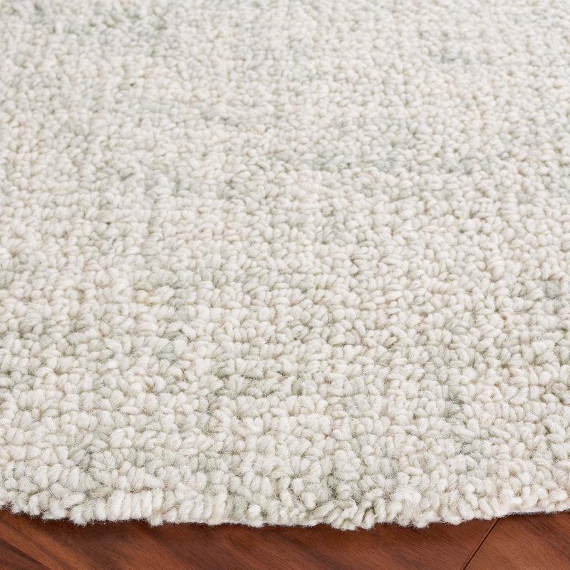 Tapis en laine touffeté à la main de couleur sauge / ivoire Donica, Rond 6 pi
