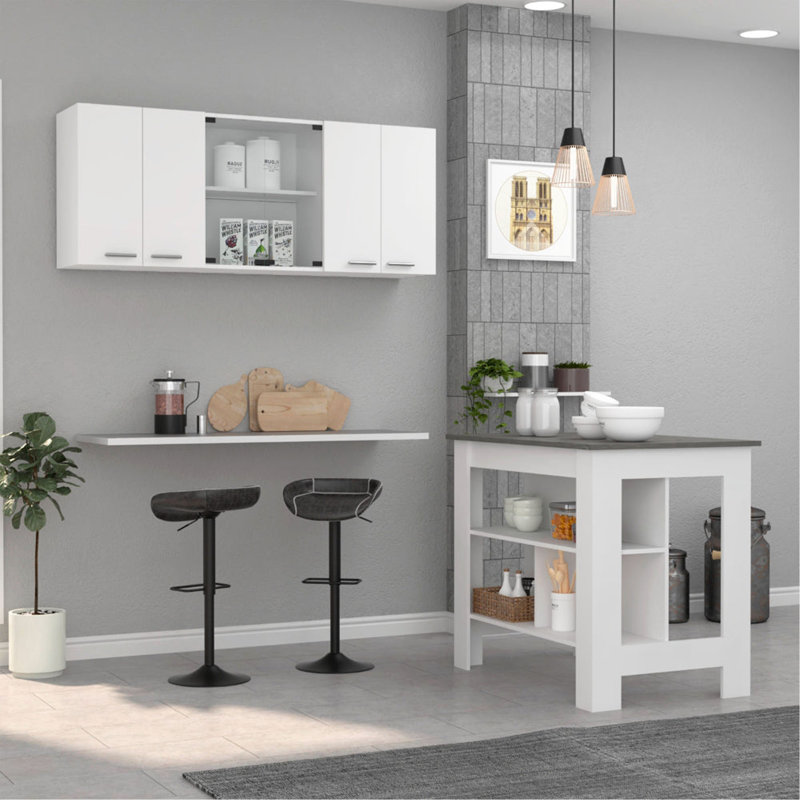 2-Piece Kitchen Set, Kitchen Island And Wall Cabinet
