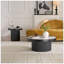 Ensemble de 2 tables basses rondes en MDF avec plateau en pierre frittée, élégantes et durables pour les salons et les appartements