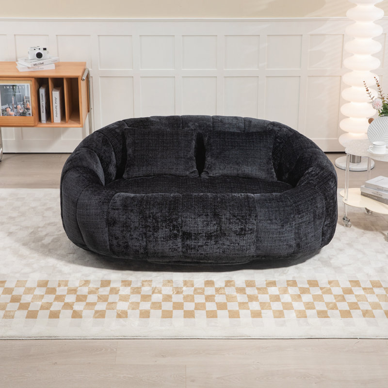 Causeuse Canny, H 24,8 po x l 57,06 po x P 37,4 po, Noir