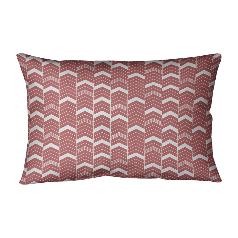 Coussin Rhonda, H 14 po x l 20 po, Pas de bourre, Rouge / blanc