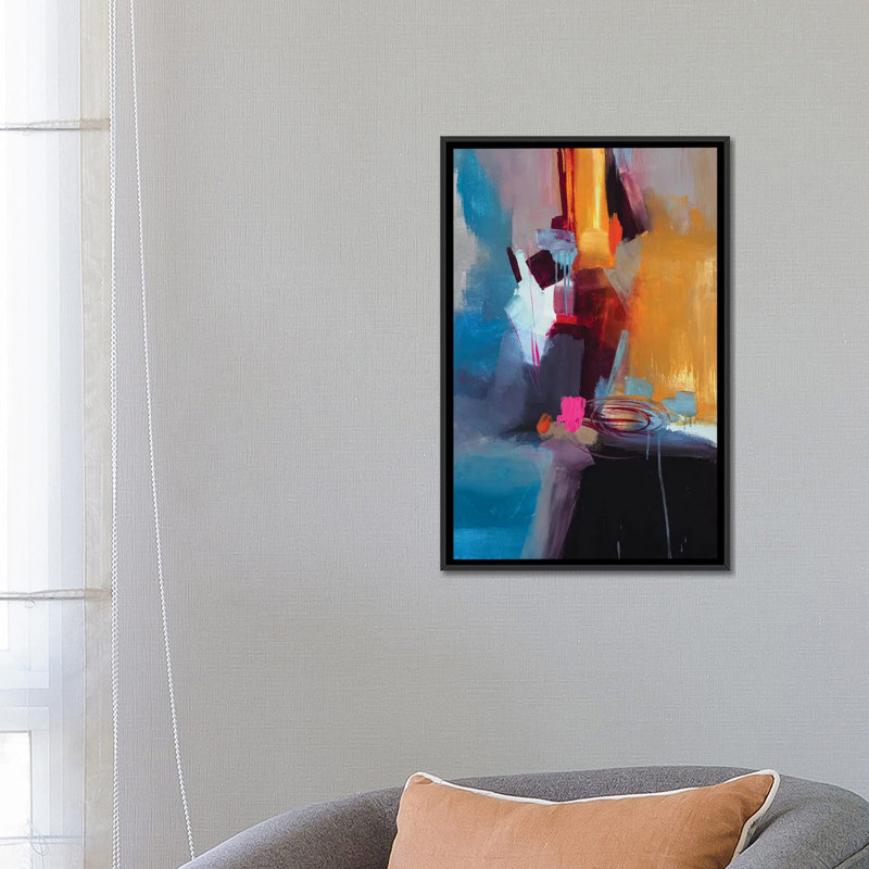 Estampe numérique sur toile Jazzy Abstract VII, H 60 po x l 40 po x P 1,5 po, Pas de tapis, Toile noire avec cadre flottant