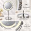 Miroir de maquillage rond en métal de 23 cm (9 pouces) avec double face DEL, grossissement 1X/10X, hauteur réglable, 3 modes de couleur et batterie rechargeable USB-C-1335673066