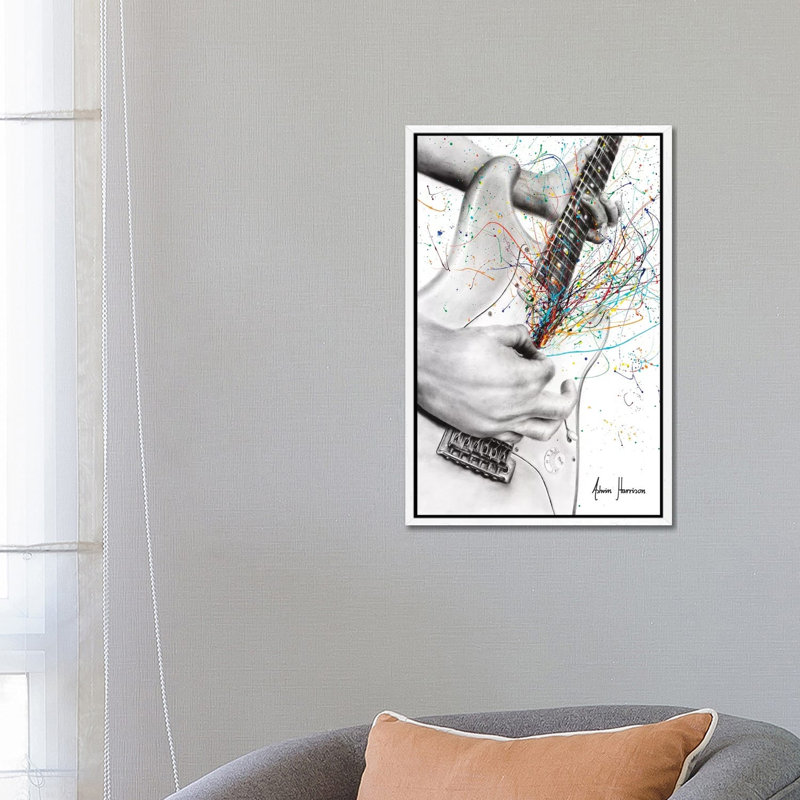 The Guitar Solo by Ashvin Harrison - Print on Canvas, 66.04 cm H x 45.72 cm W, White Framed