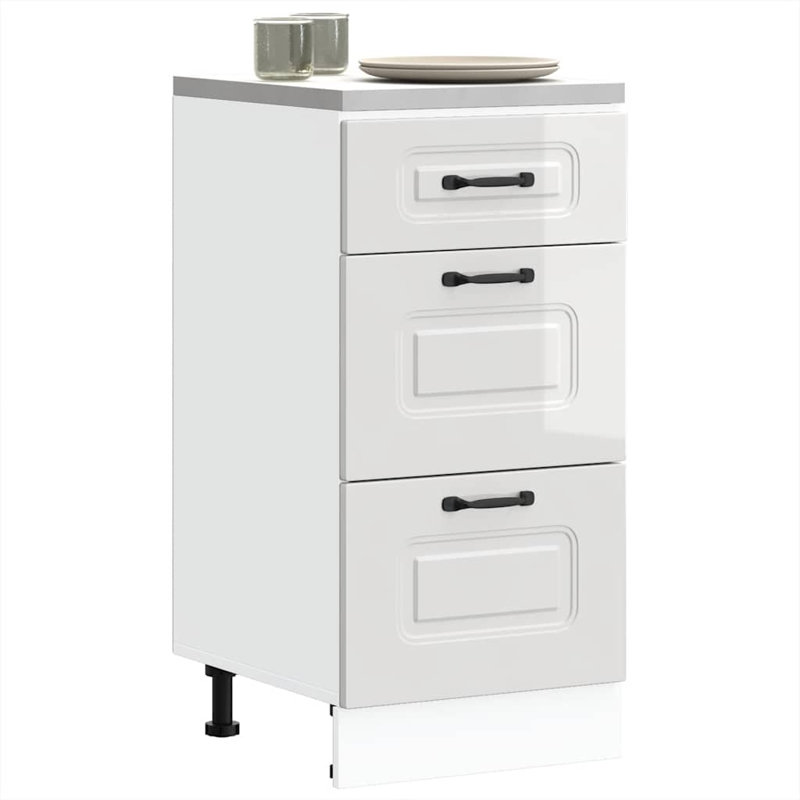 Kitchen Base Cabinet Kalmar Engineered Wood, High Gloss White