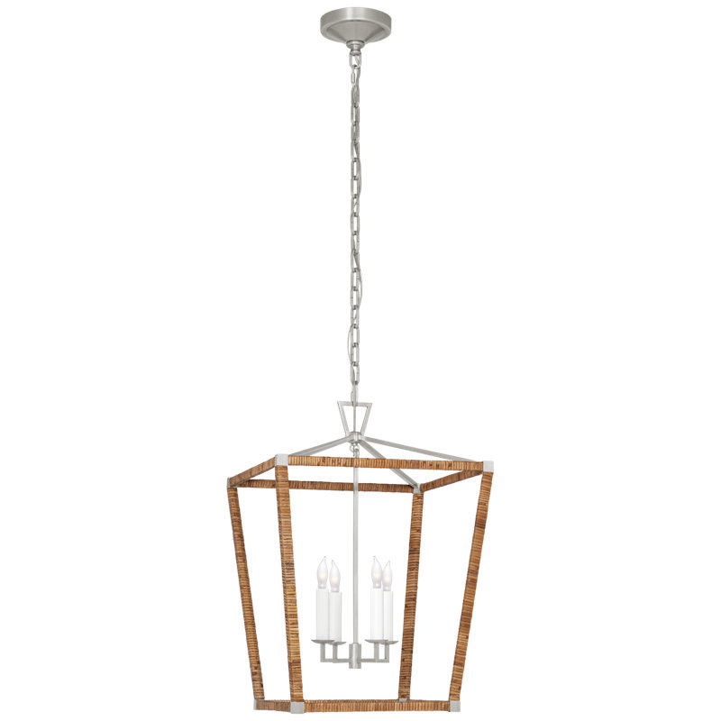 Darlana 4 - Light Square/Rectangle Lantern, 24.5" H x 17" W x 17" D, Antique-Burnished Brass/Natural Rattan
