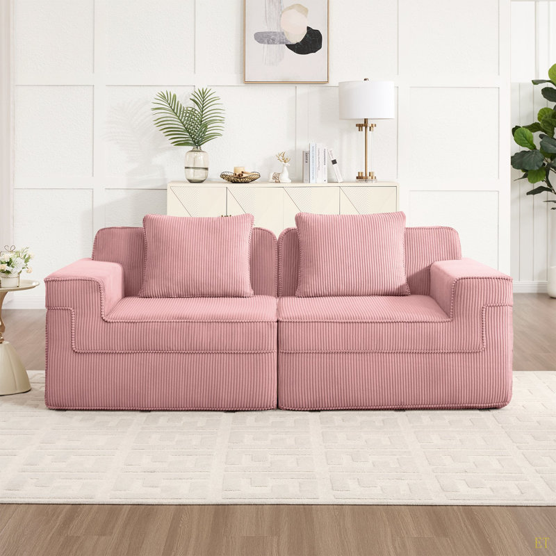 Canapé modulaire à 2 places sans siège, canapé modulaire Cloud avec assise profonde et canapé modulaire moderne à 2 places avec coussins décoratifs