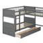 Triple lits superposés en L, lit simple Buck avec lit mezzanine attaché et deux tiroirs-946089299