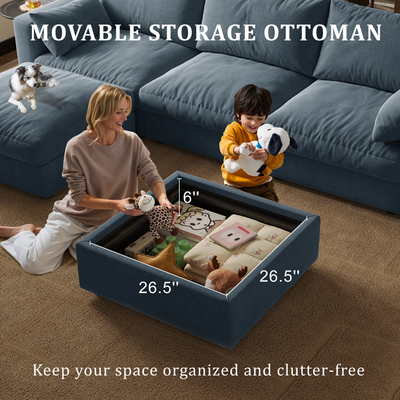 Canapé modulaire avec rangement 99 po Bess, Blue