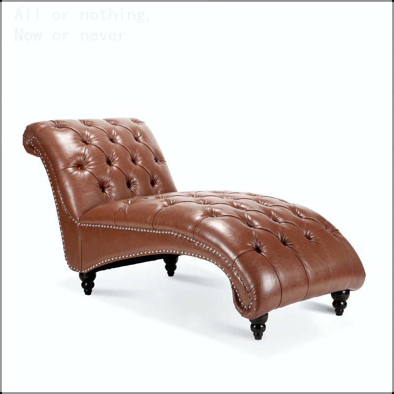 Chaise longue sans accoudoirs touffetée, Brun