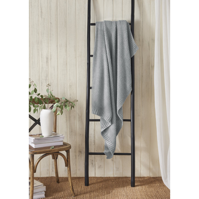 Paydon Knitted Throw Blanket, Silver
