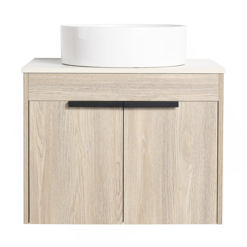 Modern Bathroom Vanity With Ceramic Basin And Soft Close Door, Wall Mounted For A Sleek Look.
