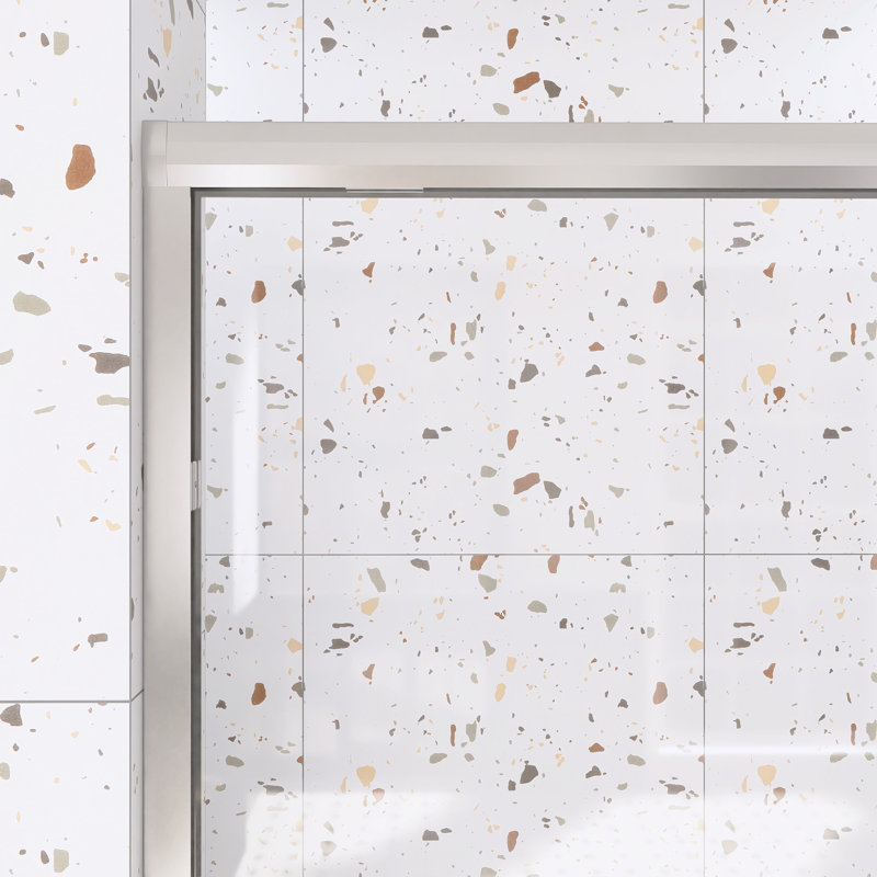 Porte de douche coulissante double en aluminium, Nickel brossé