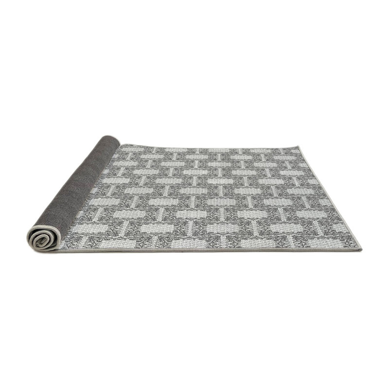 Tapis gris à motif géométrique Kist, Rond 8 pi