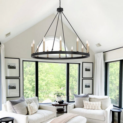 12-Light Wagon Wheel Candle Style Chandelier