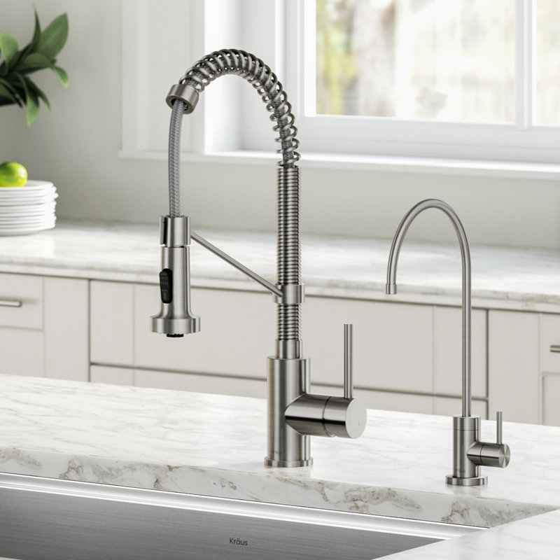 KRAUS Bolden Commercial Style 2-Function Single Handle Pull Down Kitchen Faucet, Matte Black