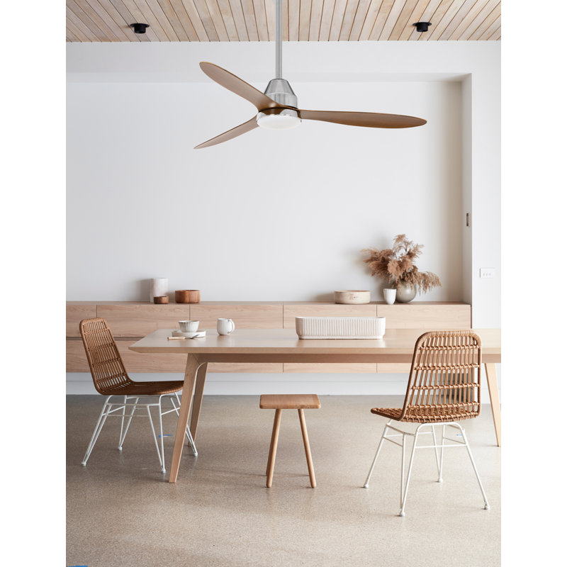Whitehaven 56in 3-Blades Indoor/Outdoor Ceiling Fan with Remote Control and Light, Chrome