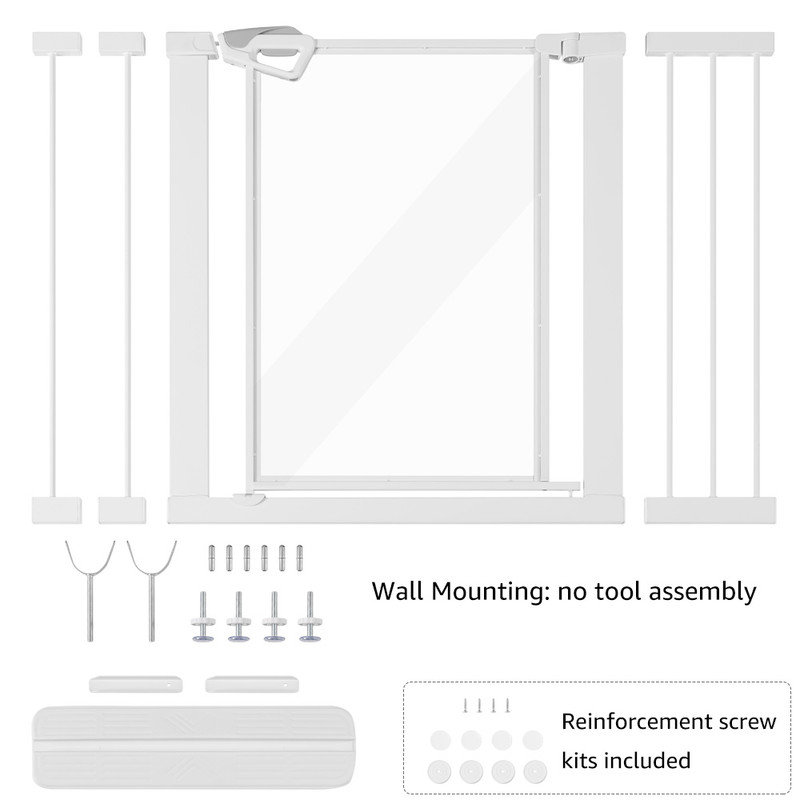 Adjustable Pressure Mounted Pet Gate , White