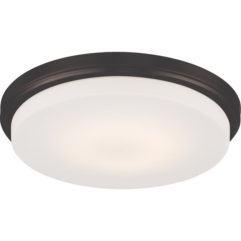 Eulah Glass LED Flush Mount, Aged Bronze