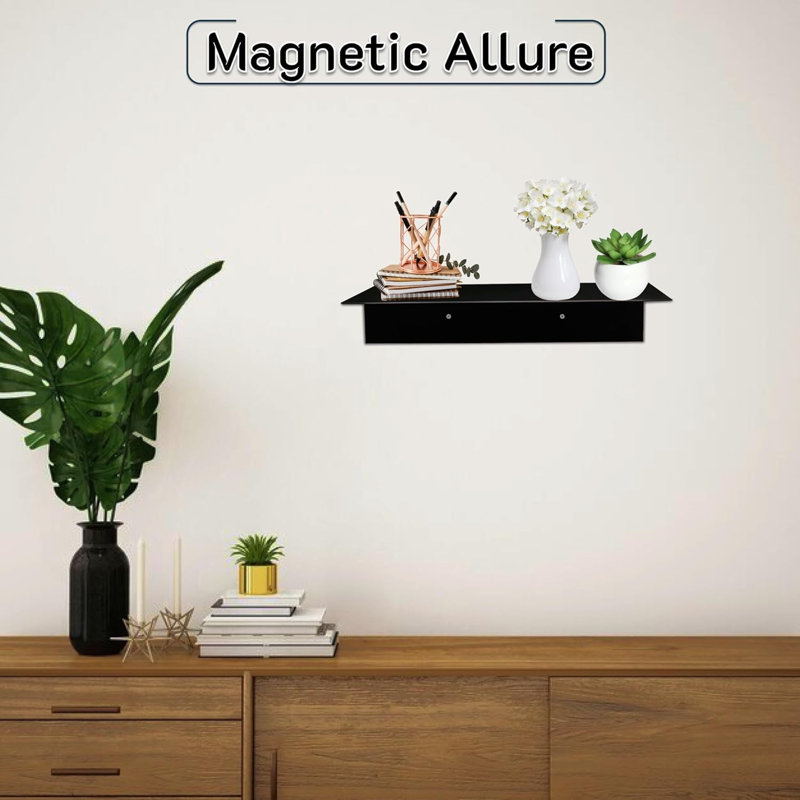Simond Store 12-Inch Black Steel Wall-Mounted Floating Shelf, 8-Inch Depth, 2.5" H x 8" W x 12" D