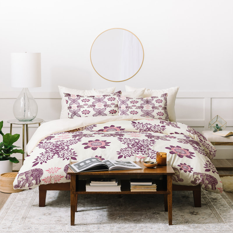 Eclectic Polyester Floral Duvet Cover, Twin/Twin XL Duvet Cover + 1 Standard Sham