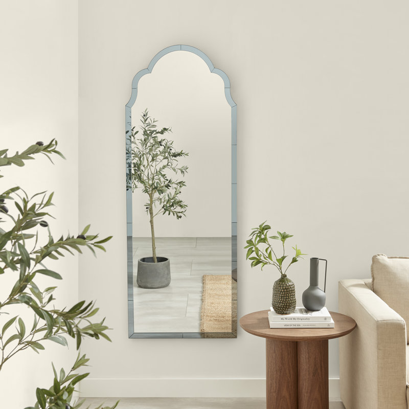 Weippe Glass Arch Floor Mirror, Blue