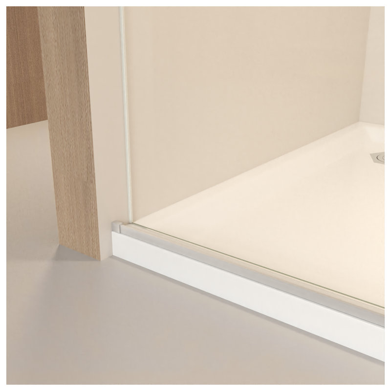 Porte de douche coulissante sans cadre, l 44-48 po x H 76 po, verre trempé 5/16 po, nickel brossé, Brushed Nickel
