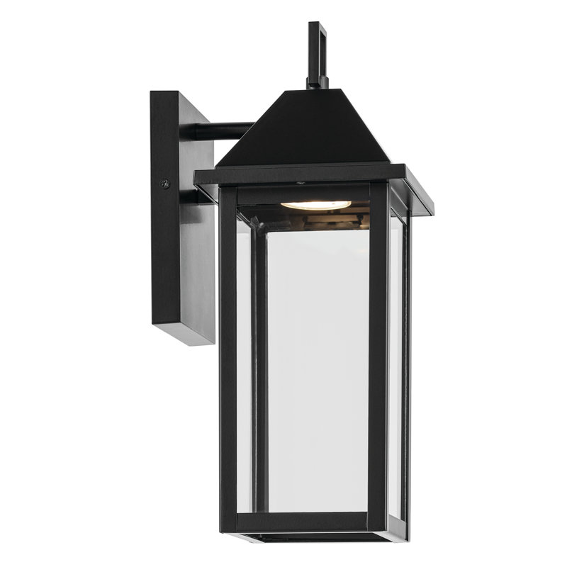 Applique murale d'extérieur 14 "avec verre transparent 14" DarkSky, H 14 po x l 5,75 po x P 7 po, Noir satiné